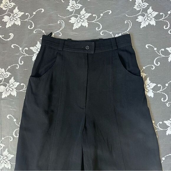 Vintage 80’s Chanel High Waisted Wide Leg Black Trousers - Picture 2 of 16